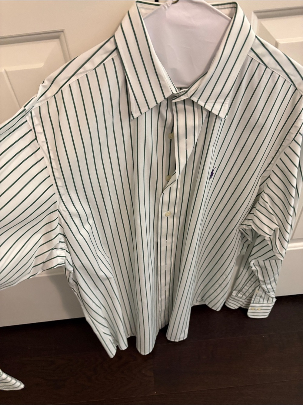 Polo by Ralph Lauren White Dress Shirt with Green Stripes